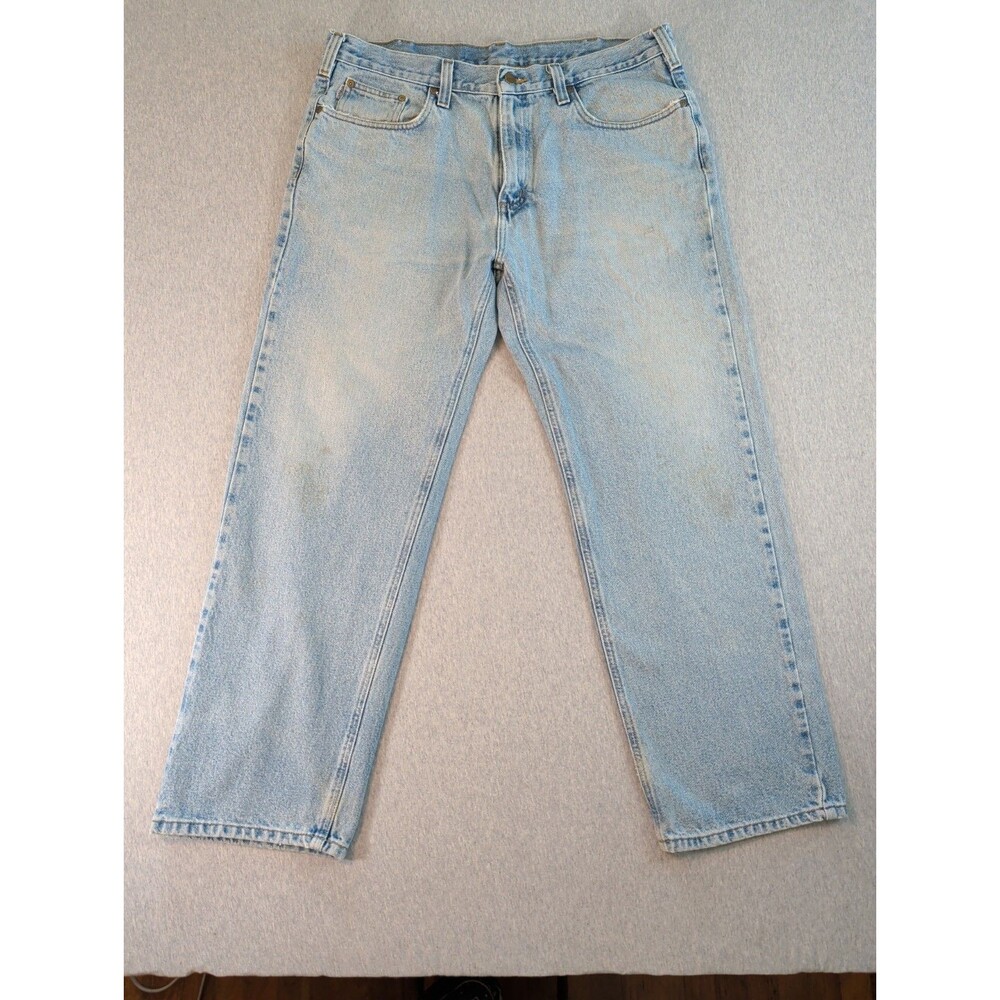 Carhartt Jeans 38x30 Relaxed Fit Straight Leg B460 LVB Light Wash Heavyweight